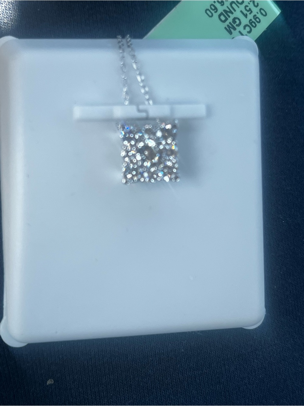 .99ct Silver Square diamond Pendant Necklace - White/Silver